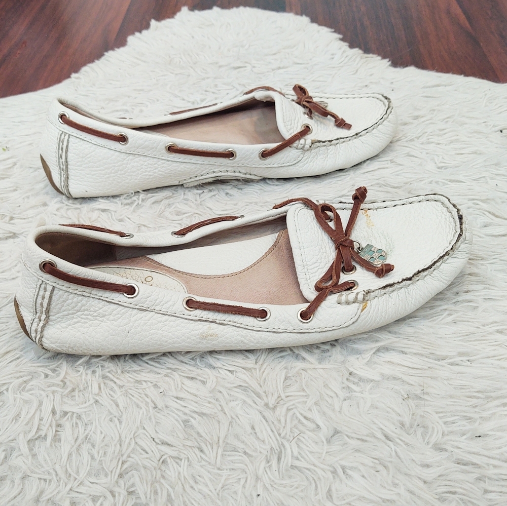 Vince Camuto Pinna White Leather Moccasin Boat Shoes - Picture 5 of 5